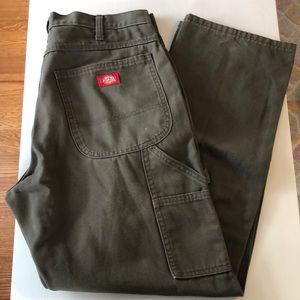 Dickies Relaxed Fit Straight Leg Carpenter Duck Pants, Moss Green | Size 33x32